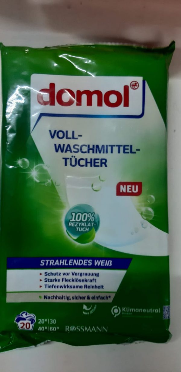 Domol servetele cu detergent ptr spalarea hainelor albe,1 servetel ideal ptr 4.5 kg haine 20 buc servetele