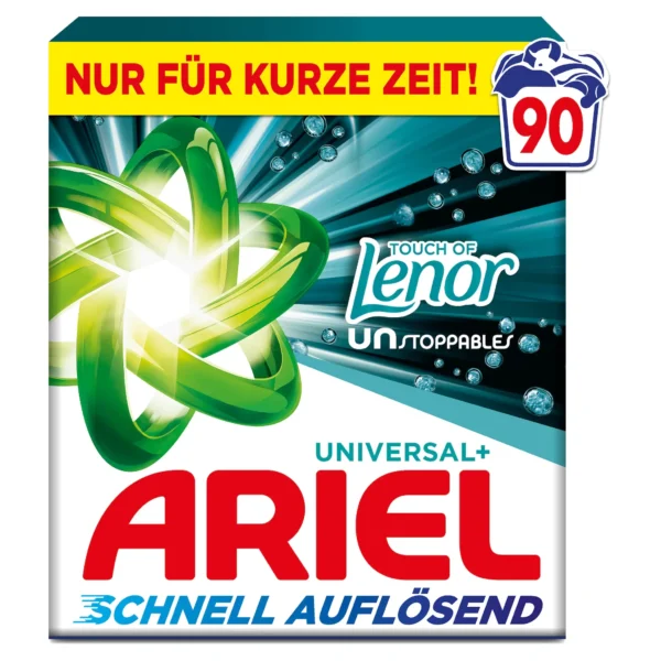 ARIEL detergent praf pentru haine albe ,universal mai parfumat cu balsam Lenor,pentru 90de utilizări, 4,950kg