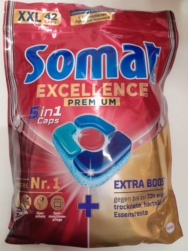 SOMAT excellence premium 5 in 1 capsule  pentru masina de spalat vase 42 capsule